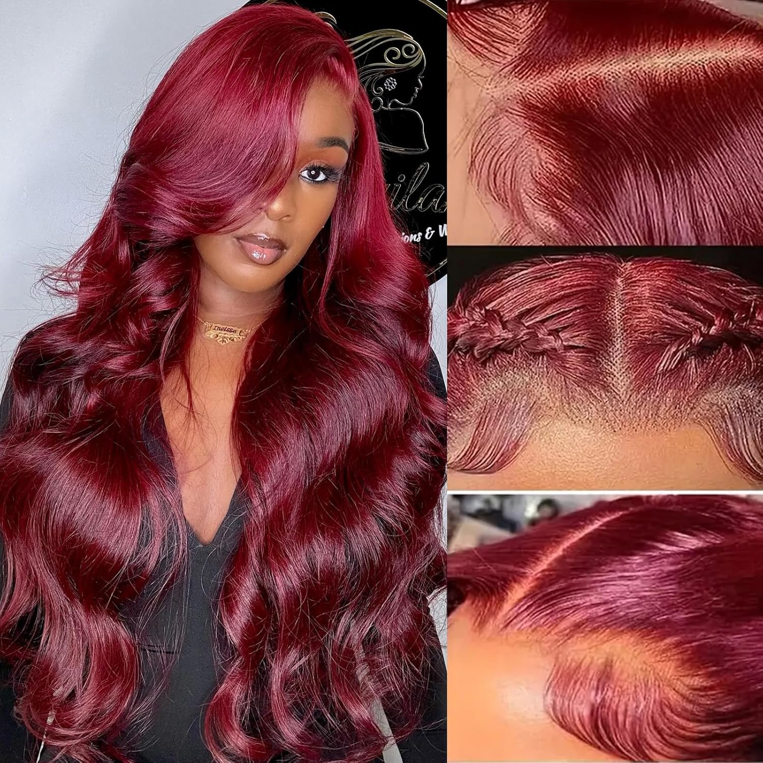 Burgundy Lace Front Wigs Human Hair for Women - 26 Inch Body Wave