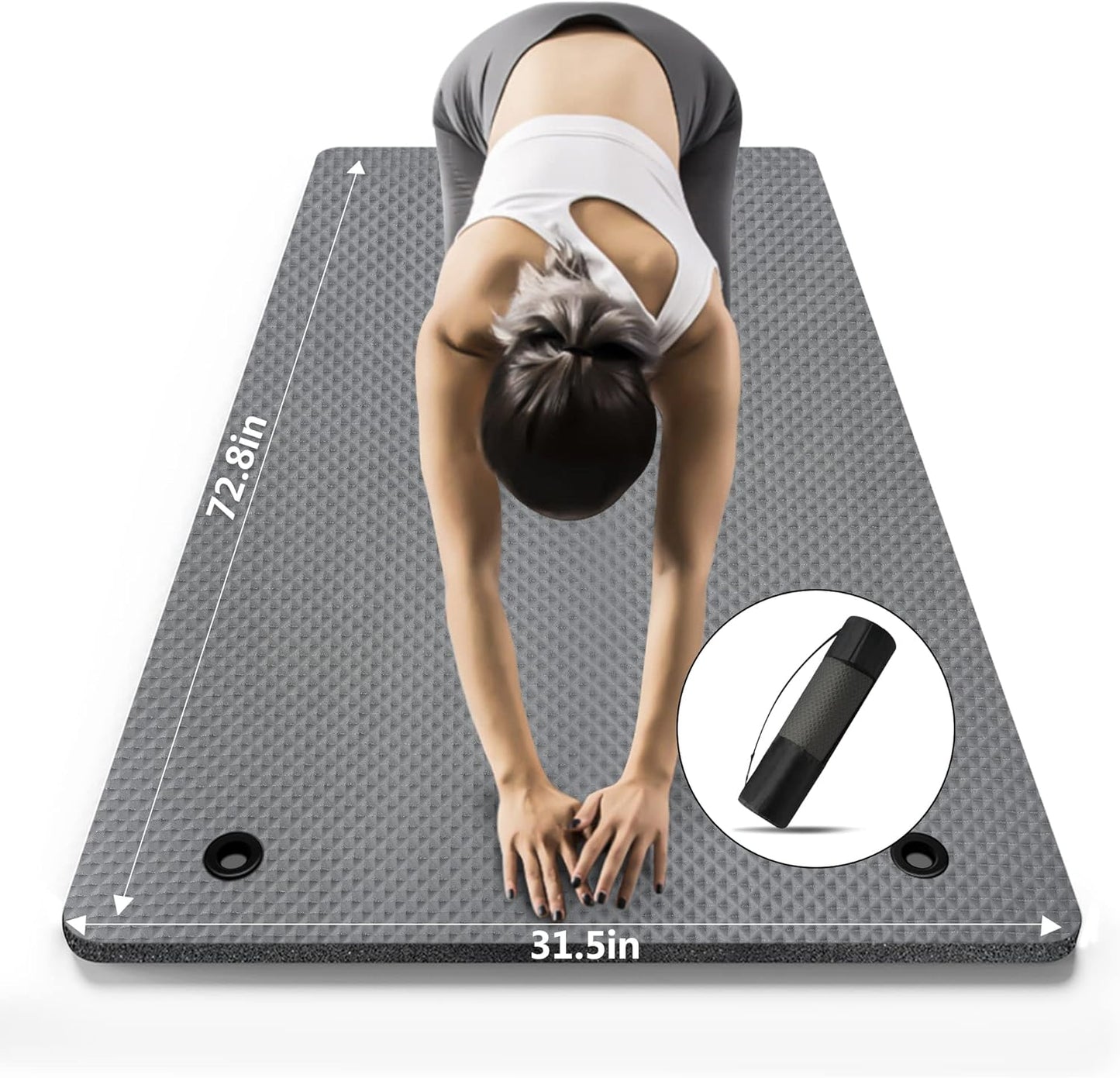 Extra Wide Non-Slip Yoga Mat Set - 72x31.5, 2/5 Thick