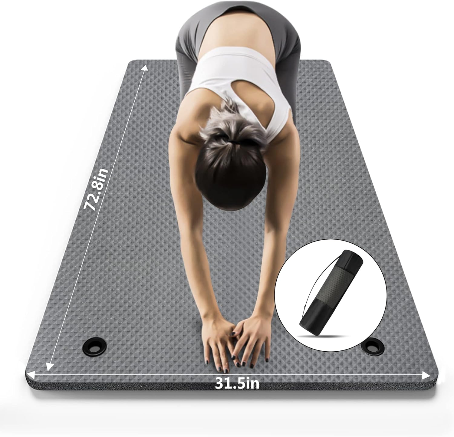 Extra Wide Non-Slip Yoga Mat Set - 72x31.5, 2/5 Thick