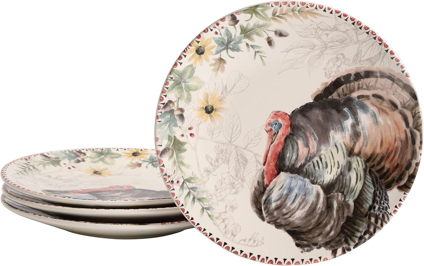 Bico Blessing Season Dinner Plates Set of 4, 11 Inch Stylish Dishes