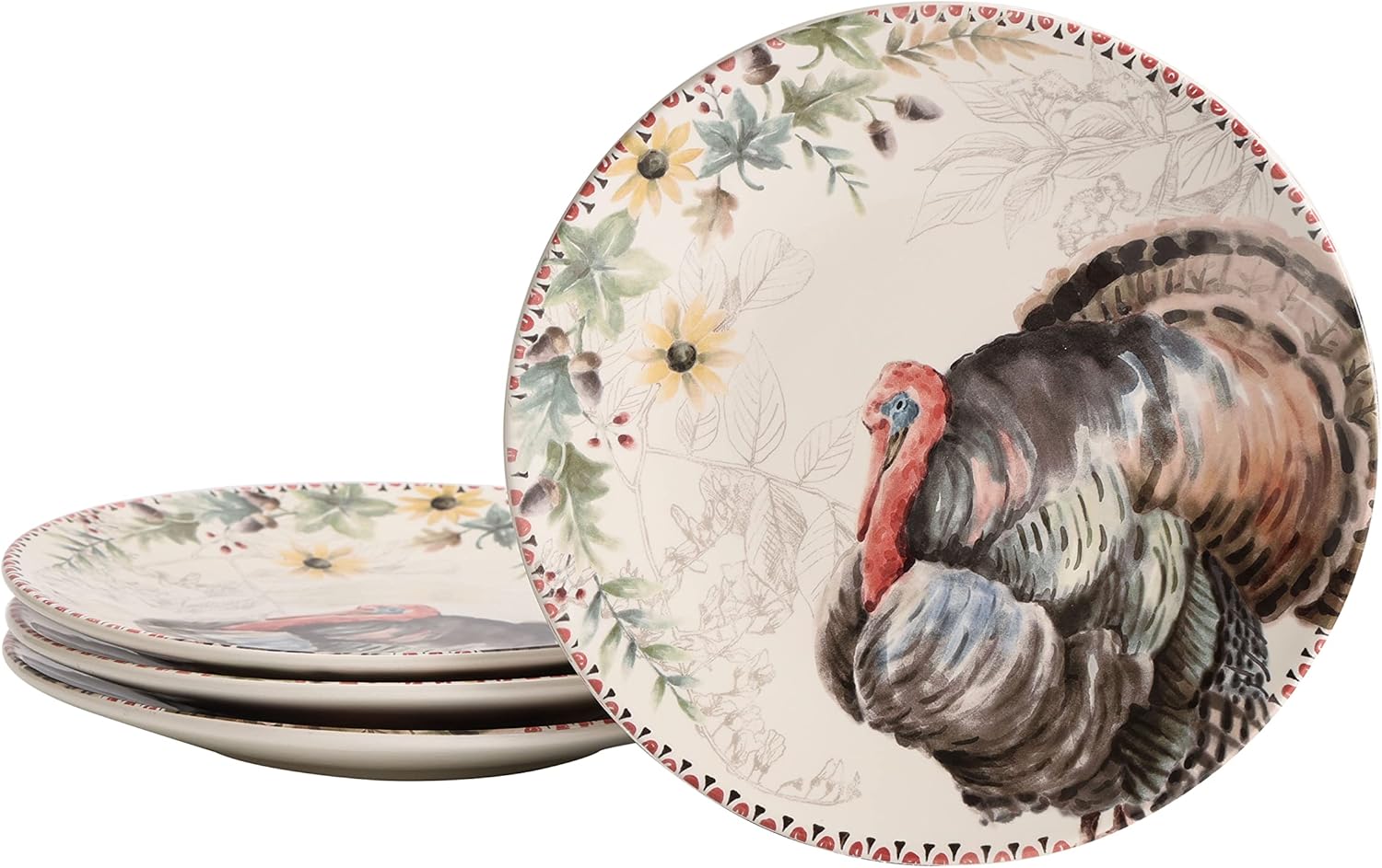 Bico Blessing Season Dinner Plates Set of 4, 11 Inch Stylish Dishes