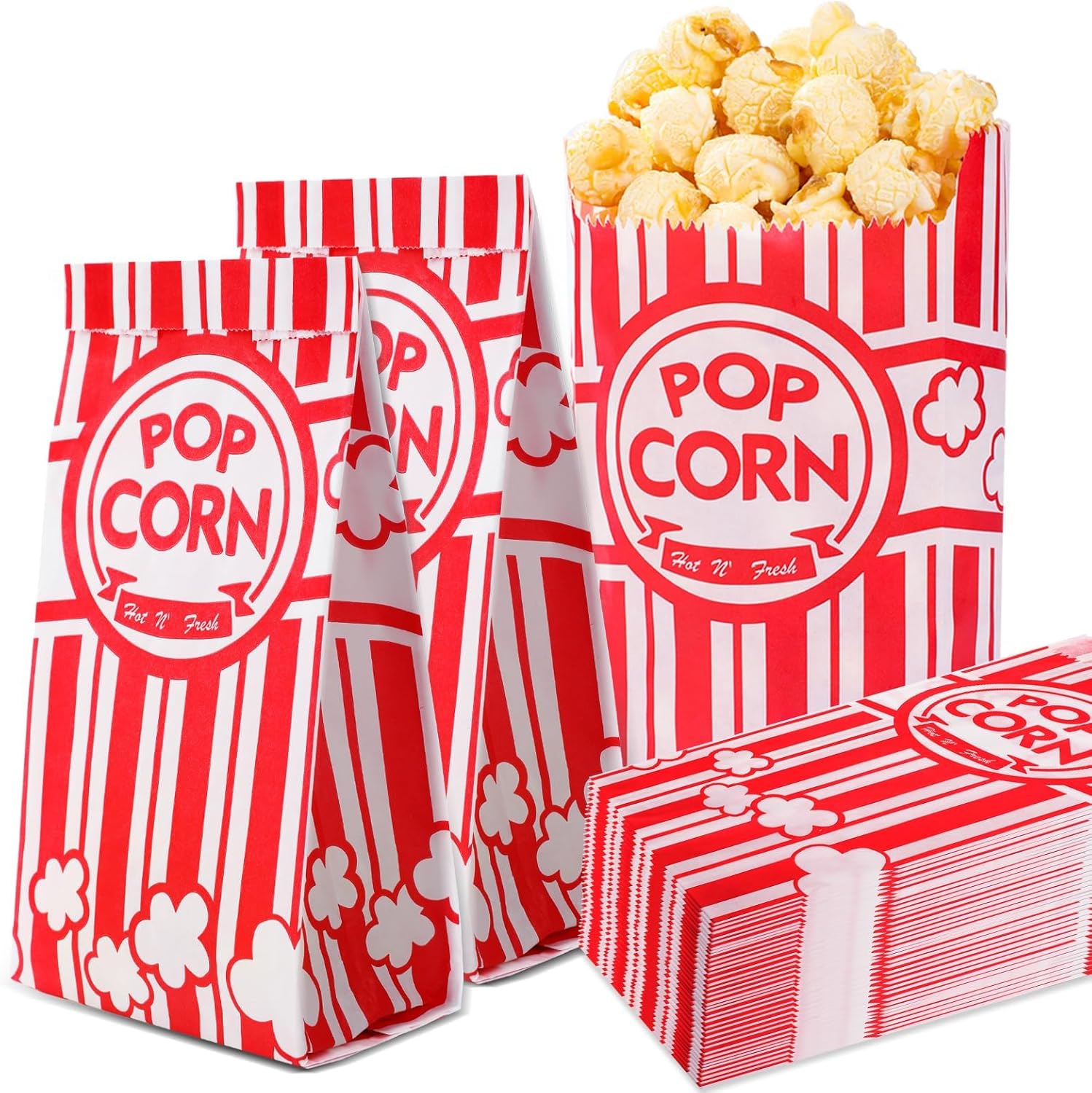 VOISEN Paper Popcorn Bags for Movie Nights and Events