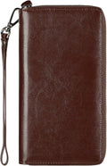RFID Blocking Leather Large Capacity Zip Around Wallet Phone Holder