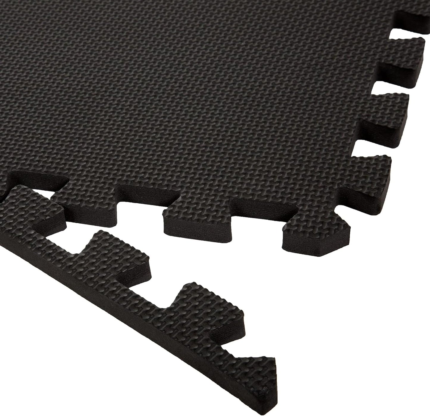 Stalwart Interlocking Foam Tiles - Set of 6, Black - Versatile Gym & Play Surface