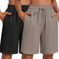 Neer Women's Linen Wide Leg Mid Length Shorts - Relaxed, Breathable