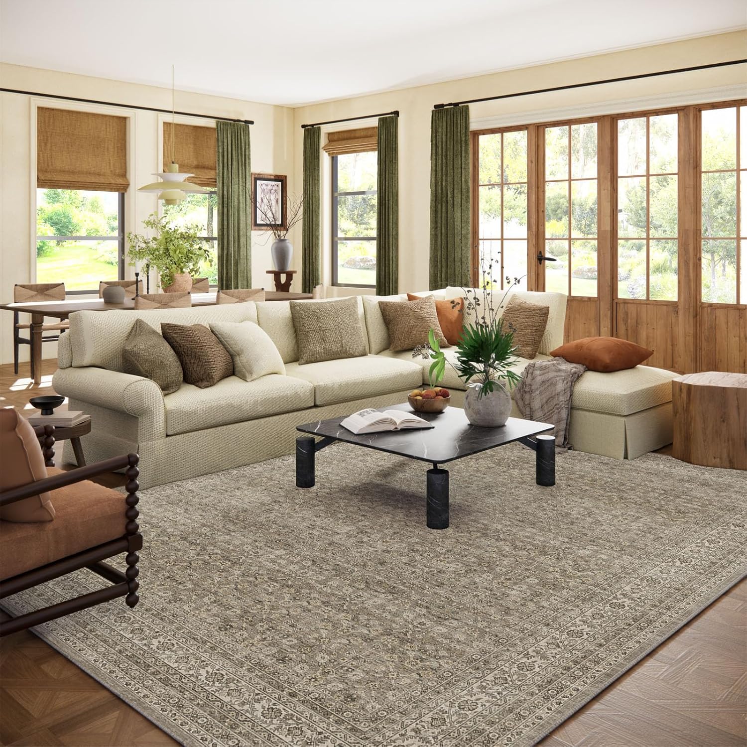 Washable Area Rugs for Living Room: Vintage Large Soft Carpet