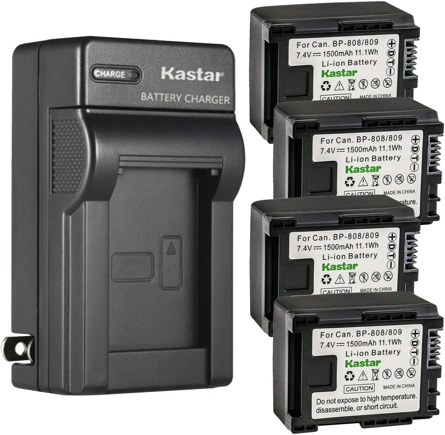 Kastar 4-Pack Battery and AC Wall Charger for Canon VIXIA