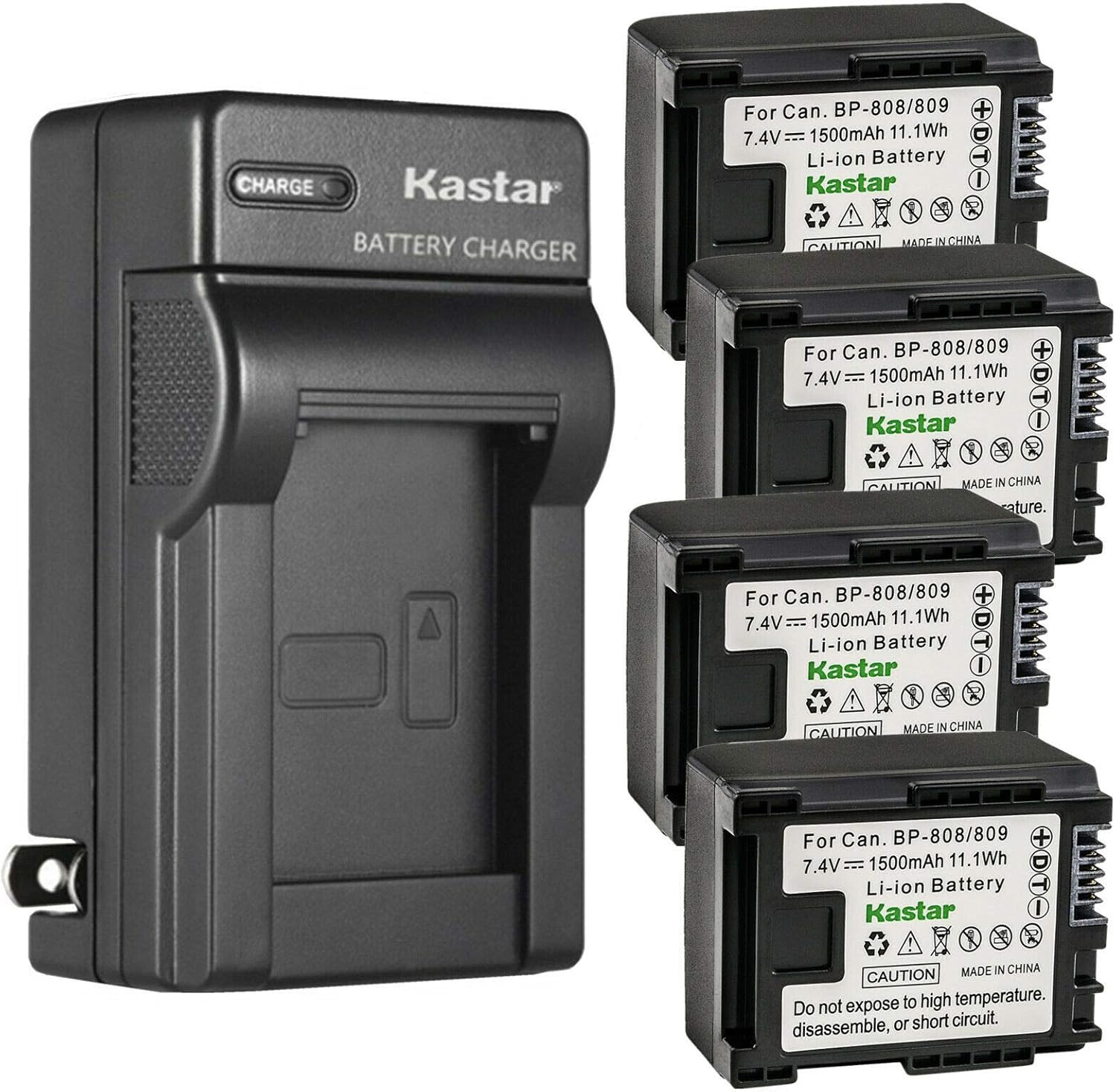 Kastar 4-Pack Battery and AC Wall Charger for Canon VIXIA