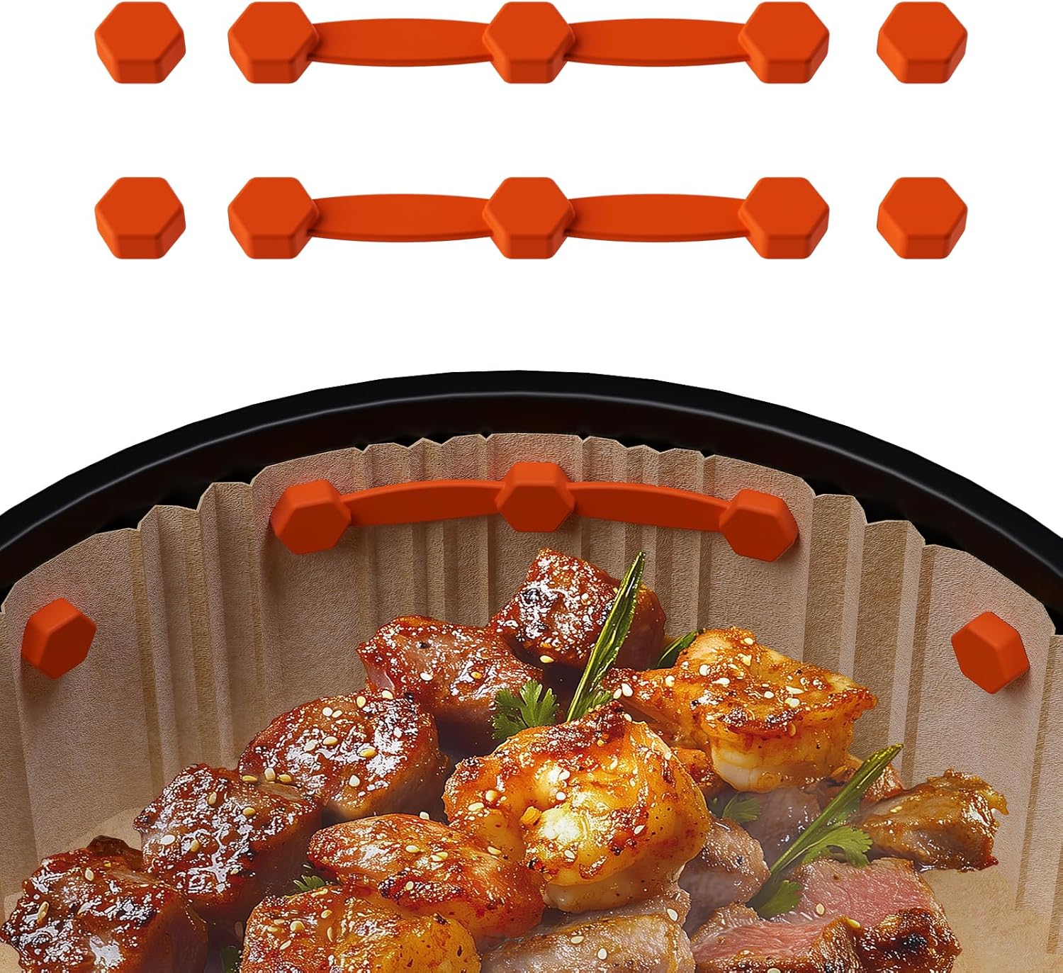 Wynfelo Air Fryer Parchment Paper Holder, Prevents Burning, Orange, 2 Set