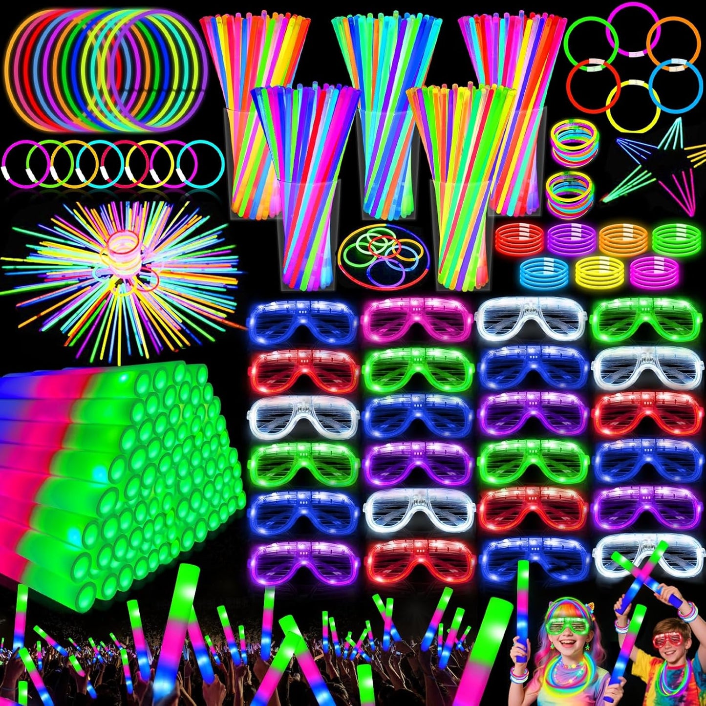 Camlinbo 148 PCS Glow in the Dark Party Supplies for Fun Events
