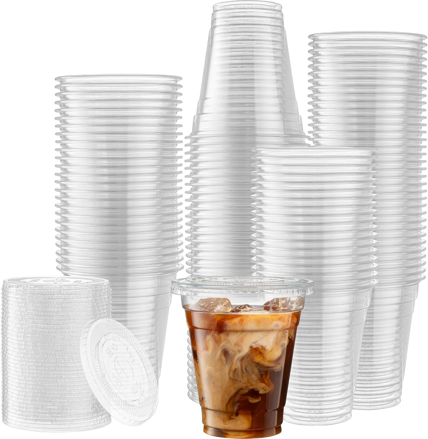 100 Sets of 12 Oz Crystal Clear Plastic Cups for Cold Drinks
