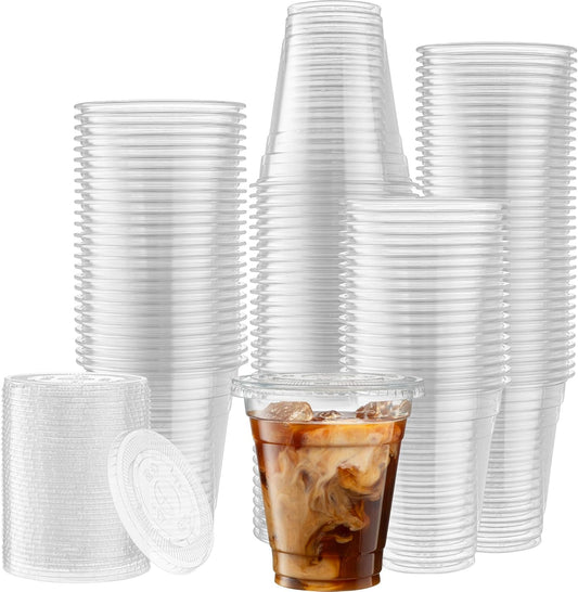100 Sets of 12 Oz Crystal Clear Plastic Cups for Cold Drinks