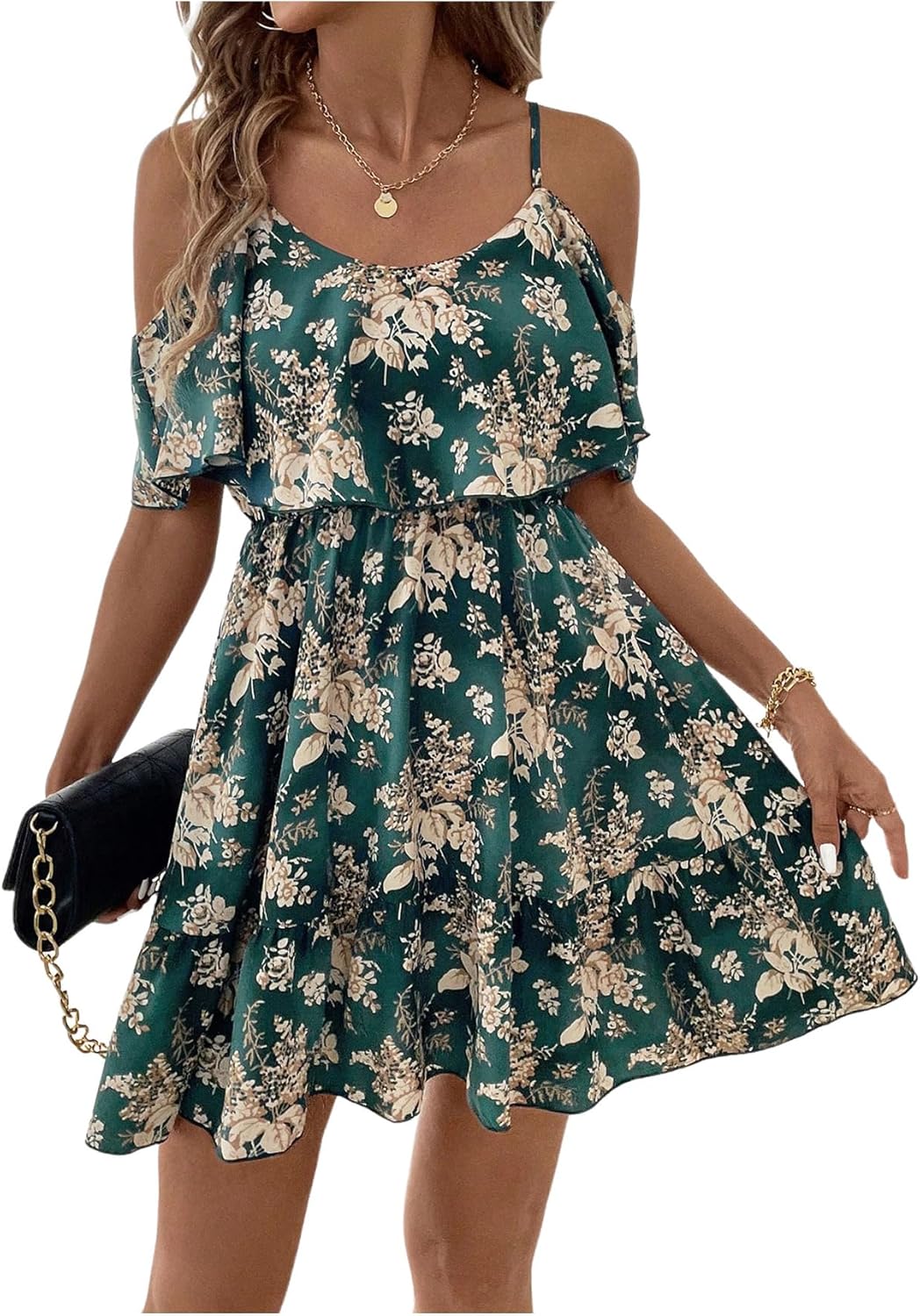 SOLY HUX Women's Boho Floral Print Cold Shoulder Dress Review