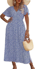 Floerns Plus Size Boho Floral V Neck Long Dress - Flattering Fit