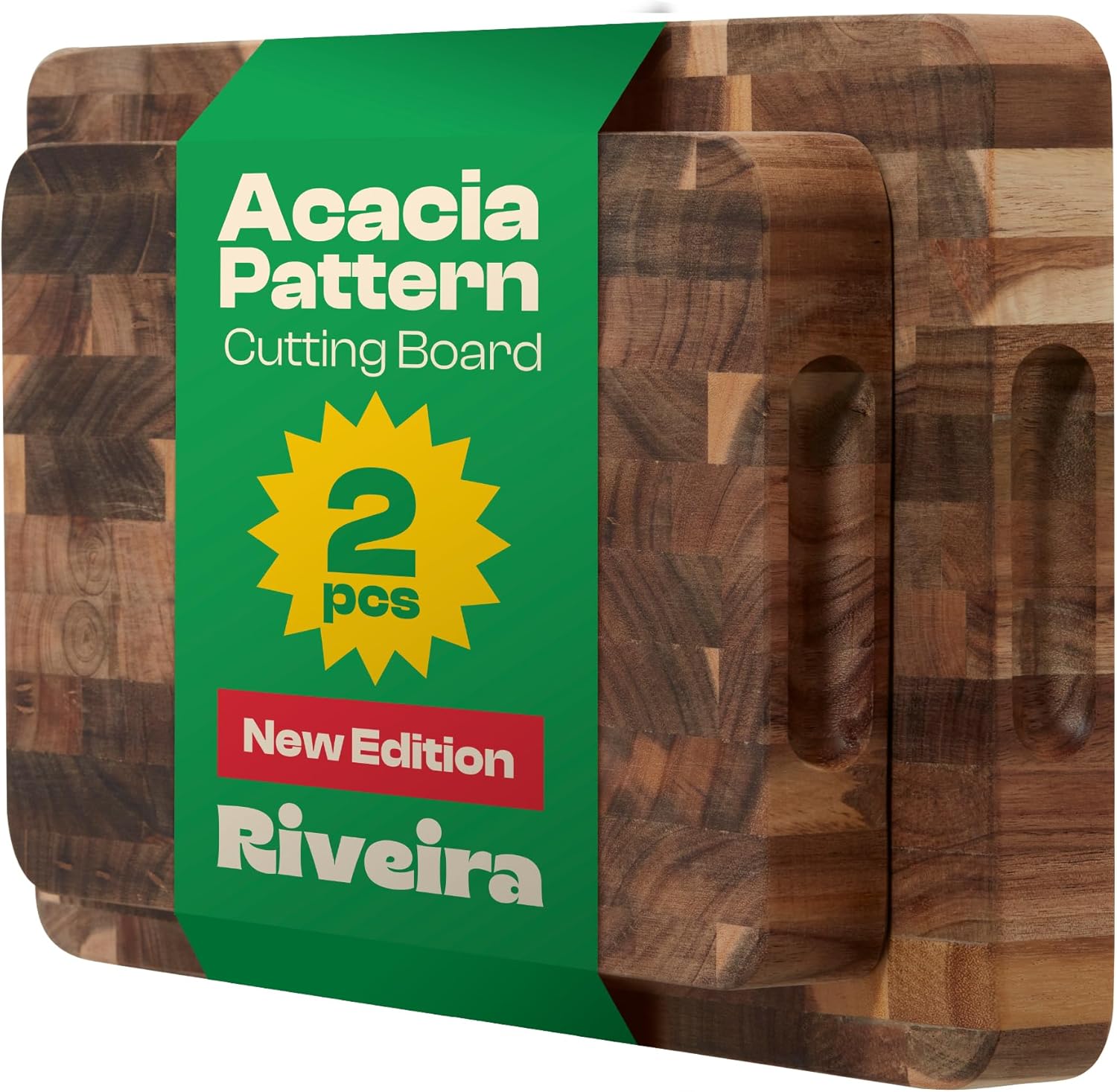 Riveira Acacia Wood Cutting Board Set of 2 for Kitchen Use