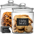1 Gallon Glass Cookie Jars Set of 2 - Airtight Canisters for Pantry