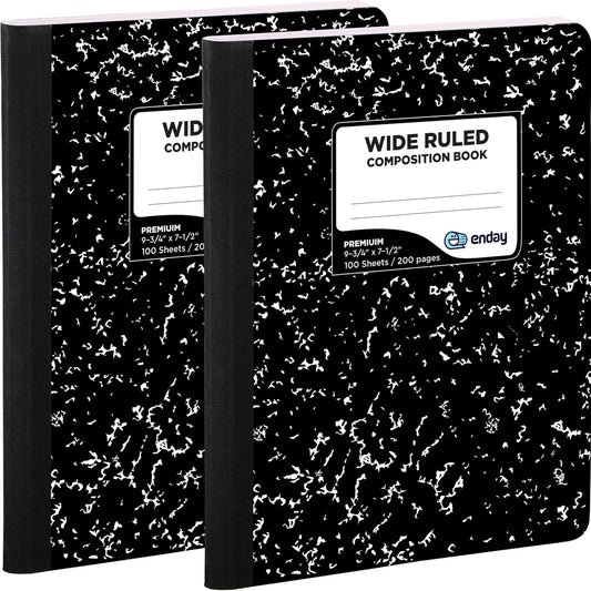 Durable Marble Composition Notebooks 2 Pack - Ideal for School and Journaling