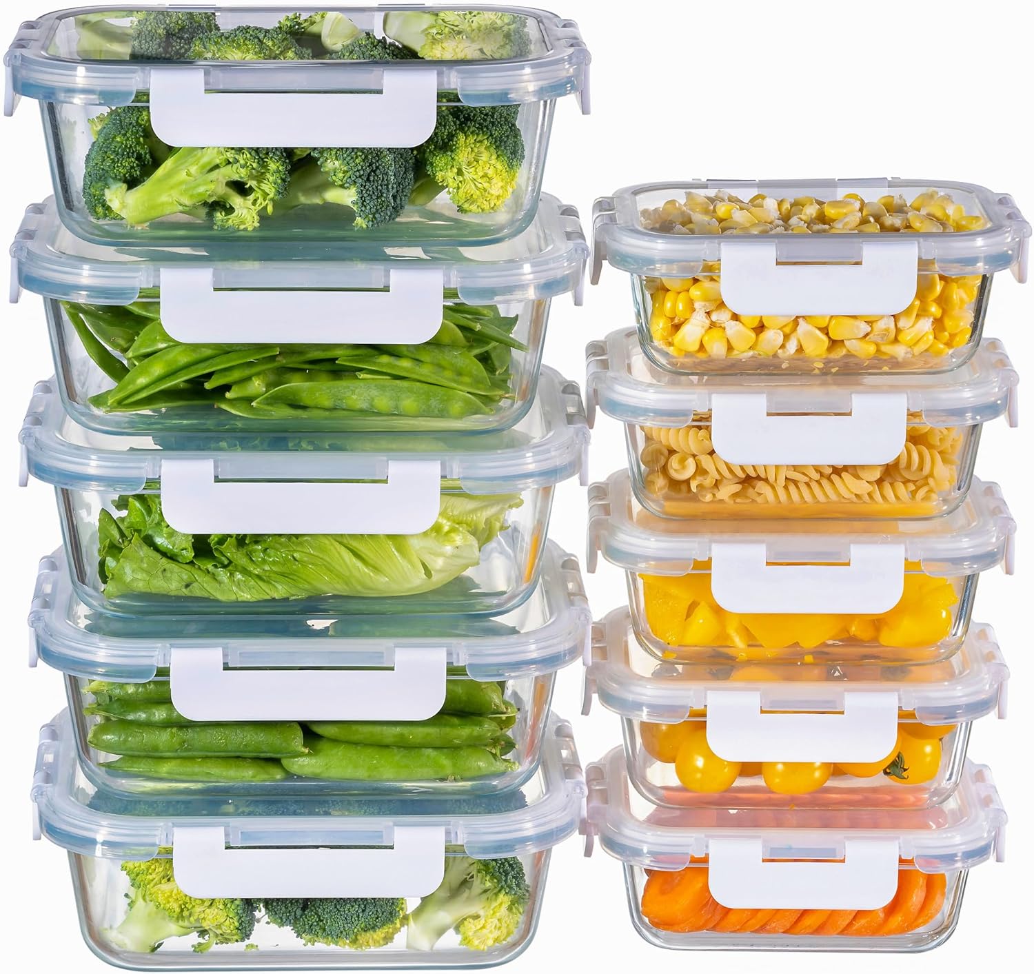 10-Pack Glass Storage Containers with Lids for Meal Prep