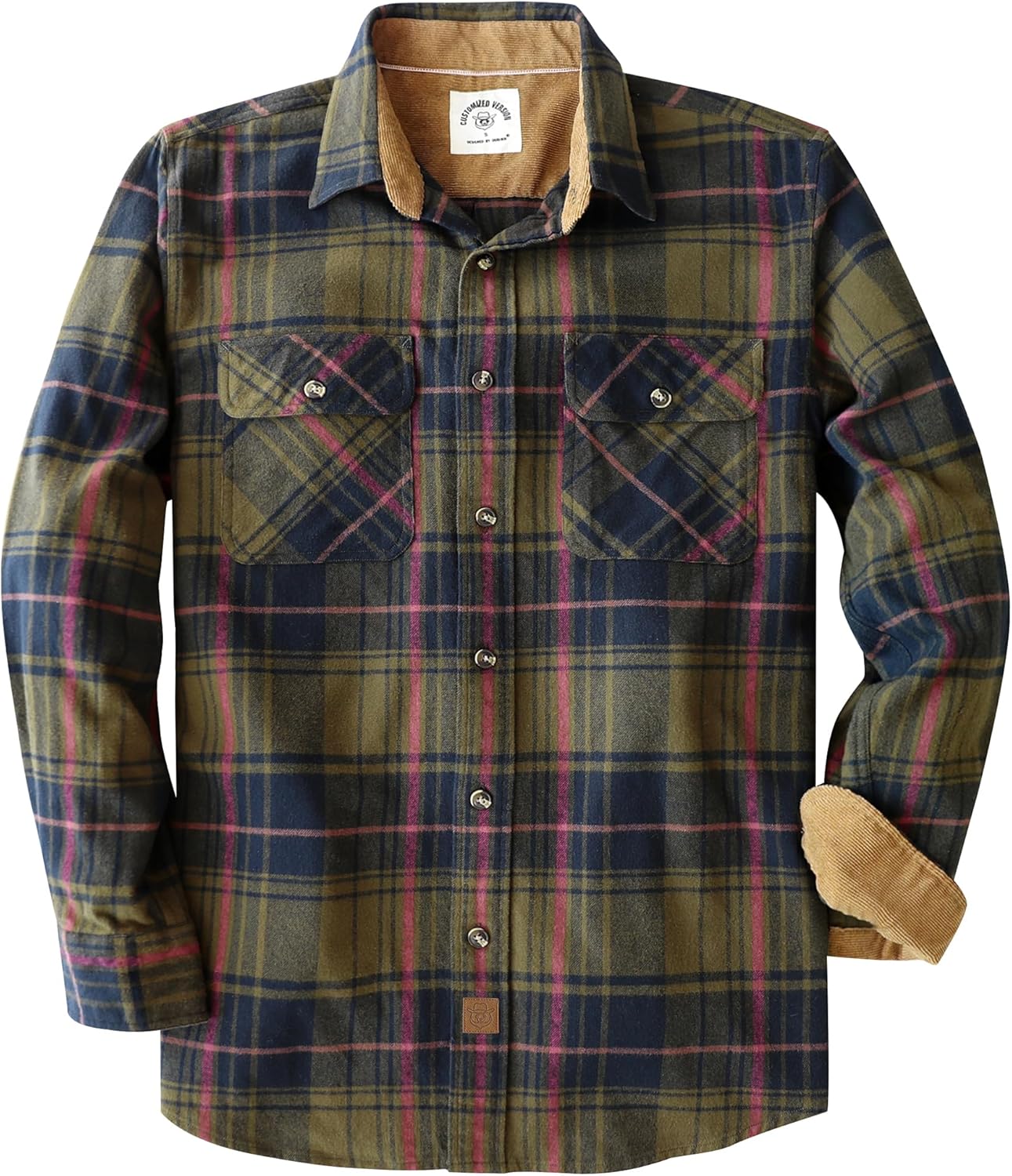 Dubinik Mens Flannel Shirt Long Sleeve Soft Cotton Utility Wear