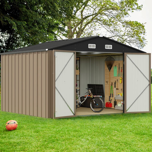 GUNJI 10 x 8 FT Outdoor Storage Shed for Garden Tools and More