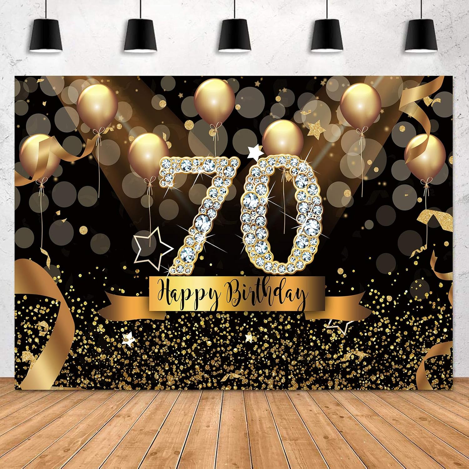 Sensfun 10X8ft Happy 70th Birthday Party Backdrop for Photos