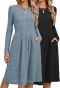 Riyiper Women's Long Sleeve Sweater Dress with Pockets for Fall