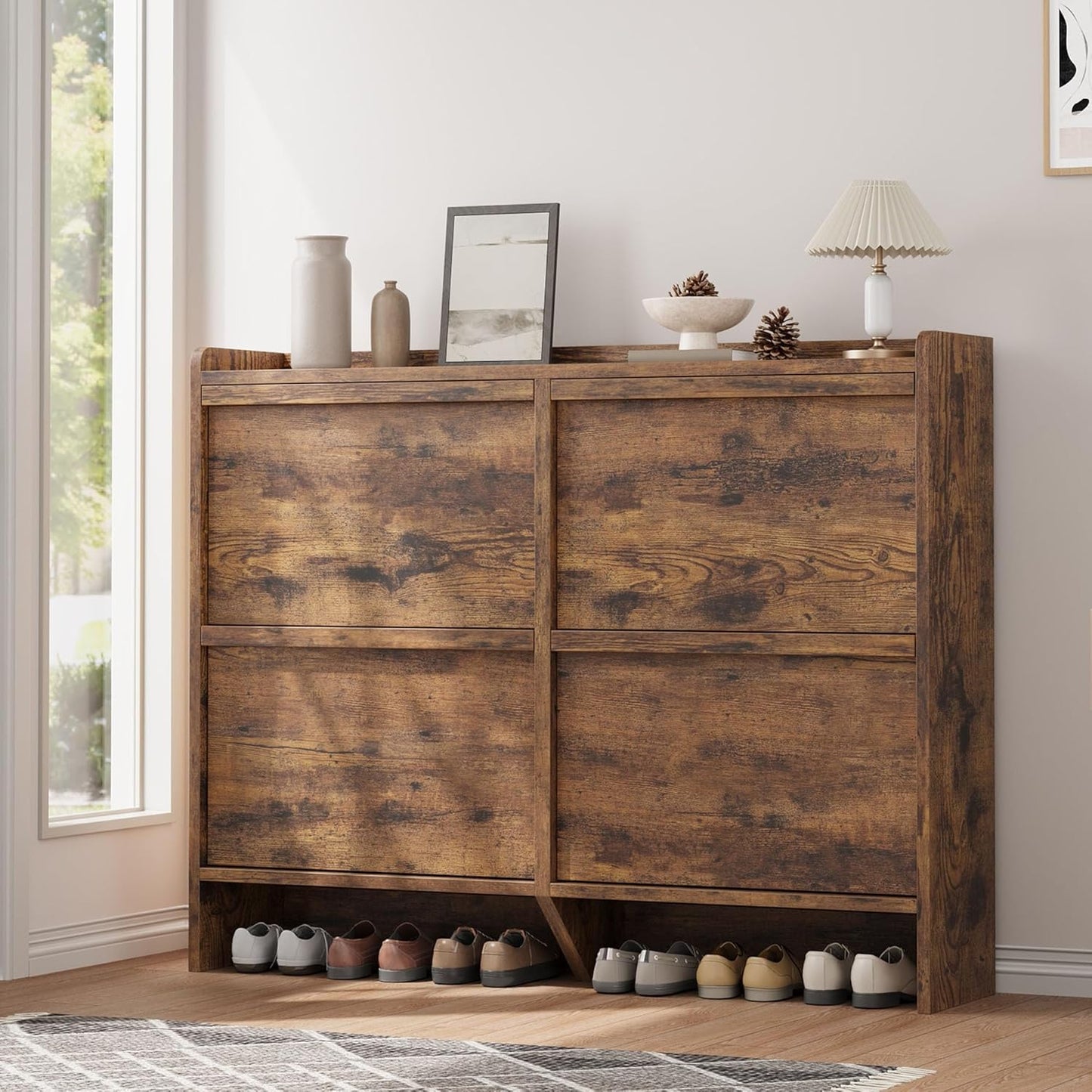 GarveeHome Shoe Cabinet with 4 Flip Drawers for Entryway