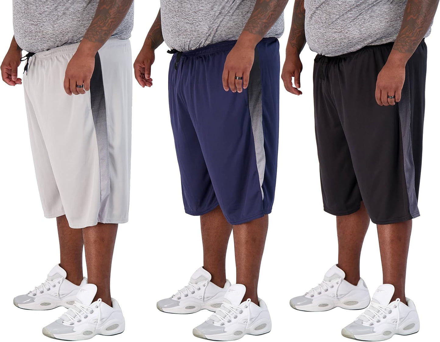Real Essentials Men's Big & Tall 3-Pack Active Performance Shorts