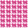 30pcs Breast Cancer Awareness Cheer Bows 7in Pink - October Support