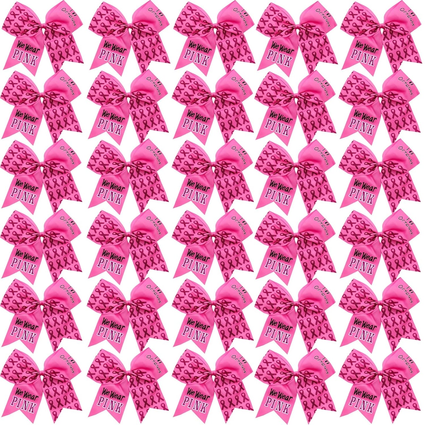 30pcs Breast Cancer Awareness Cheer Bows for Girls and Women