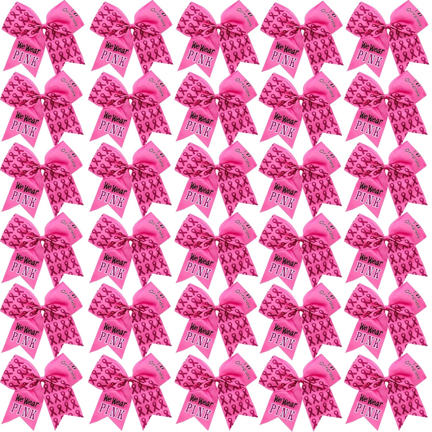 30pcs Breast Cancer Awareness Cheer Bows for Girls and Women