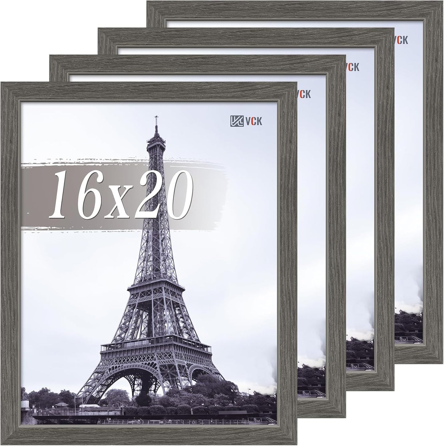 VCK 16x20 Picture Frame Set of 4 - Grey Wood Gallery Frames