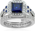 Platinum Plated Sterling Silver Antique Ring Set - Classic Sparkle