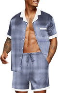Men Satin Silk Pajamas Set with Pockets - 2 Piece Button Down