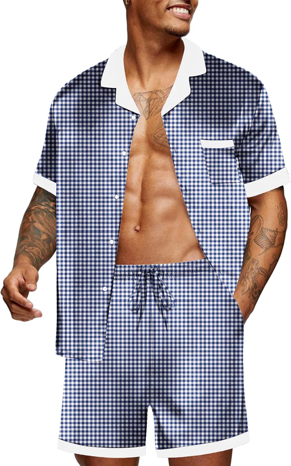 Ekouaer Men Satin Silk Pajamas Set for Comfortable Sleepwear