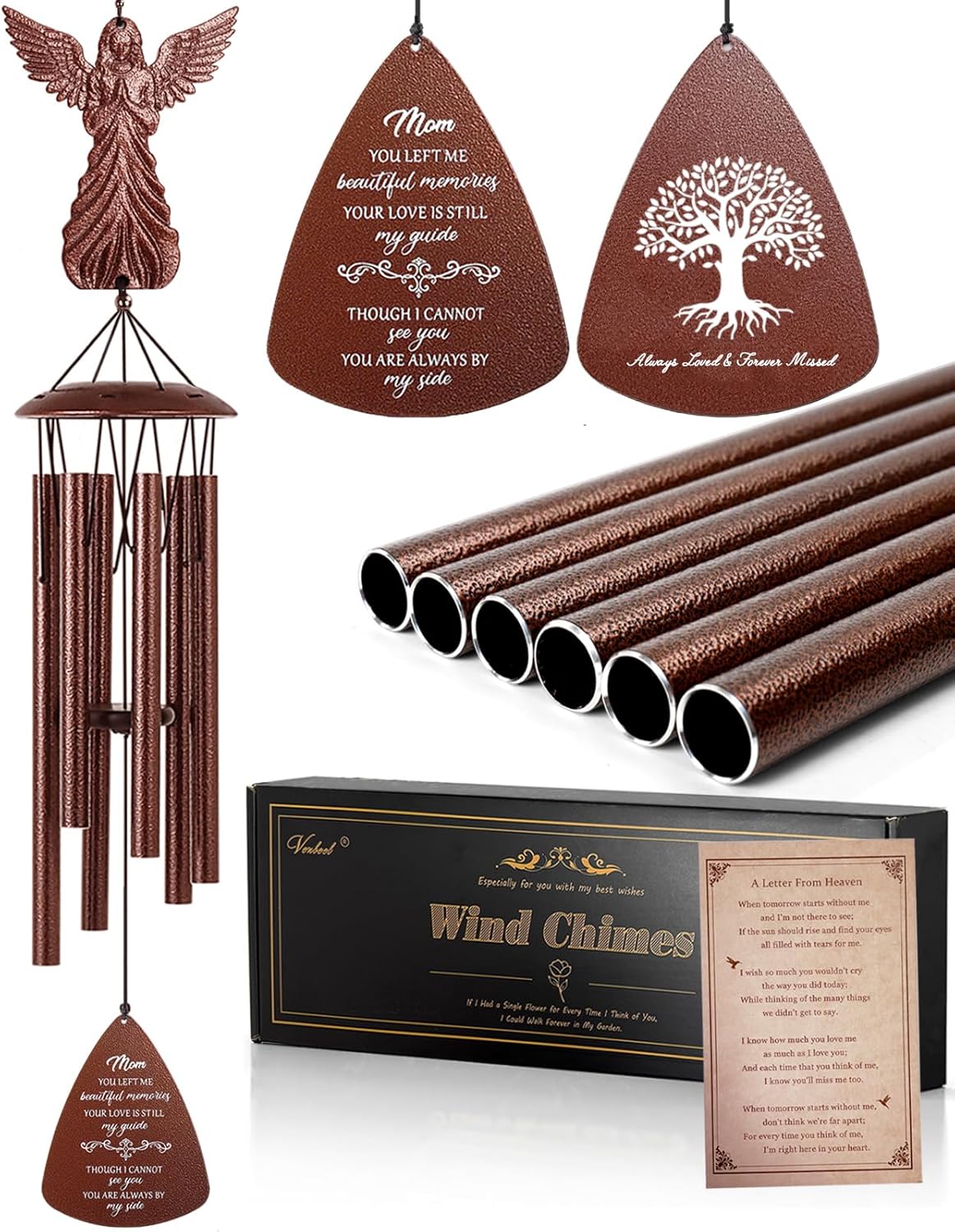Mom Memorial Wind Chimes for Sympathy Gifts and Remembrance