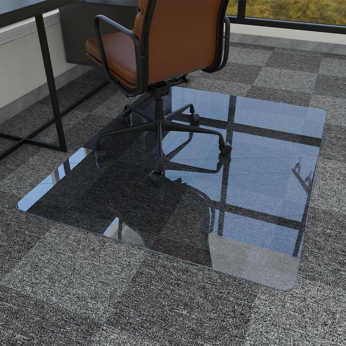 46x55 Chair Mat for Carpet - Tempered Glass Floor Protection