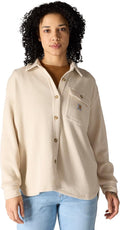 Womens Oversized Heavyweight Waffle Knit Shirt - Layering Staple
