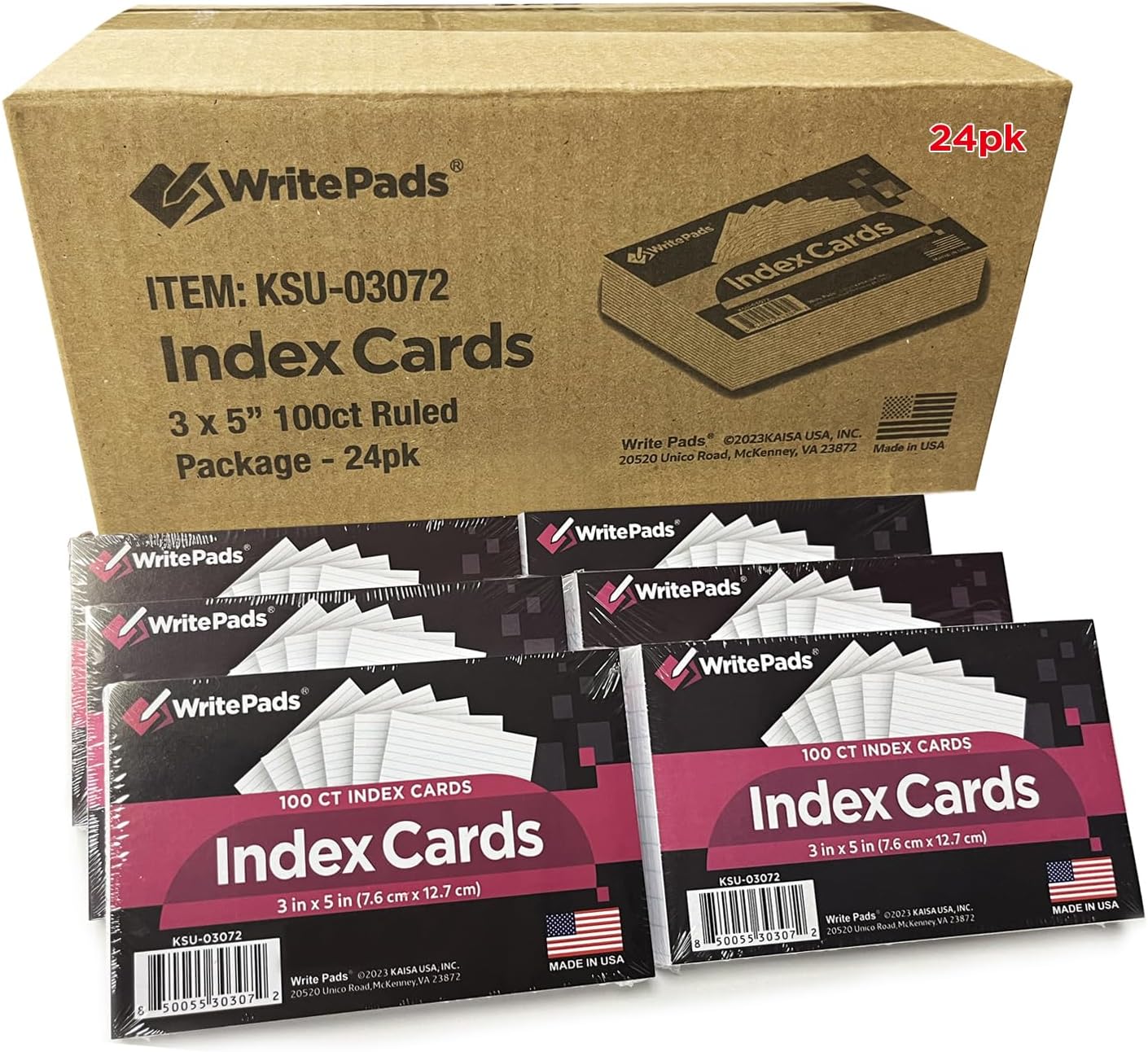 KAISA 3x5 Lined Index Cards - 2400 Count Flashcards