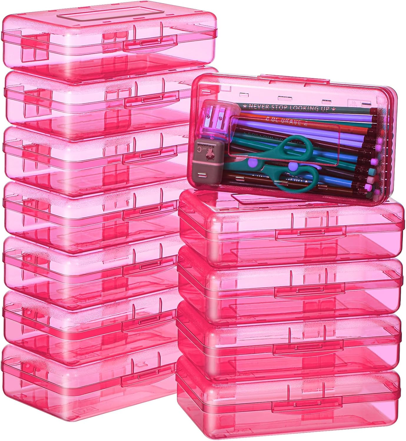 Clear Pencil Boxes for School Bulk - 12 Pack Storage Solution