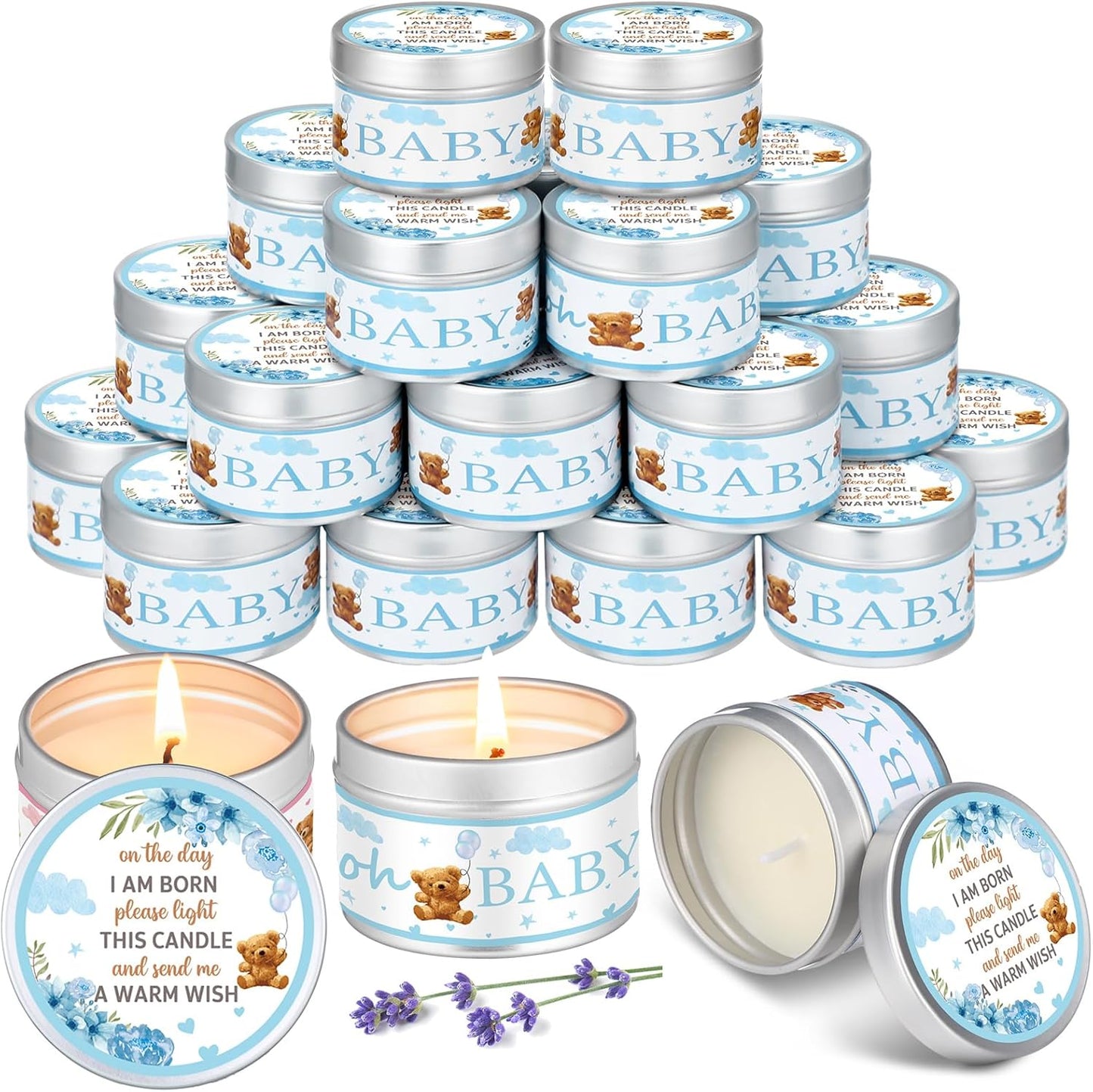 Lavender Scented Baby Shower Candles for Party Favors Gifts
