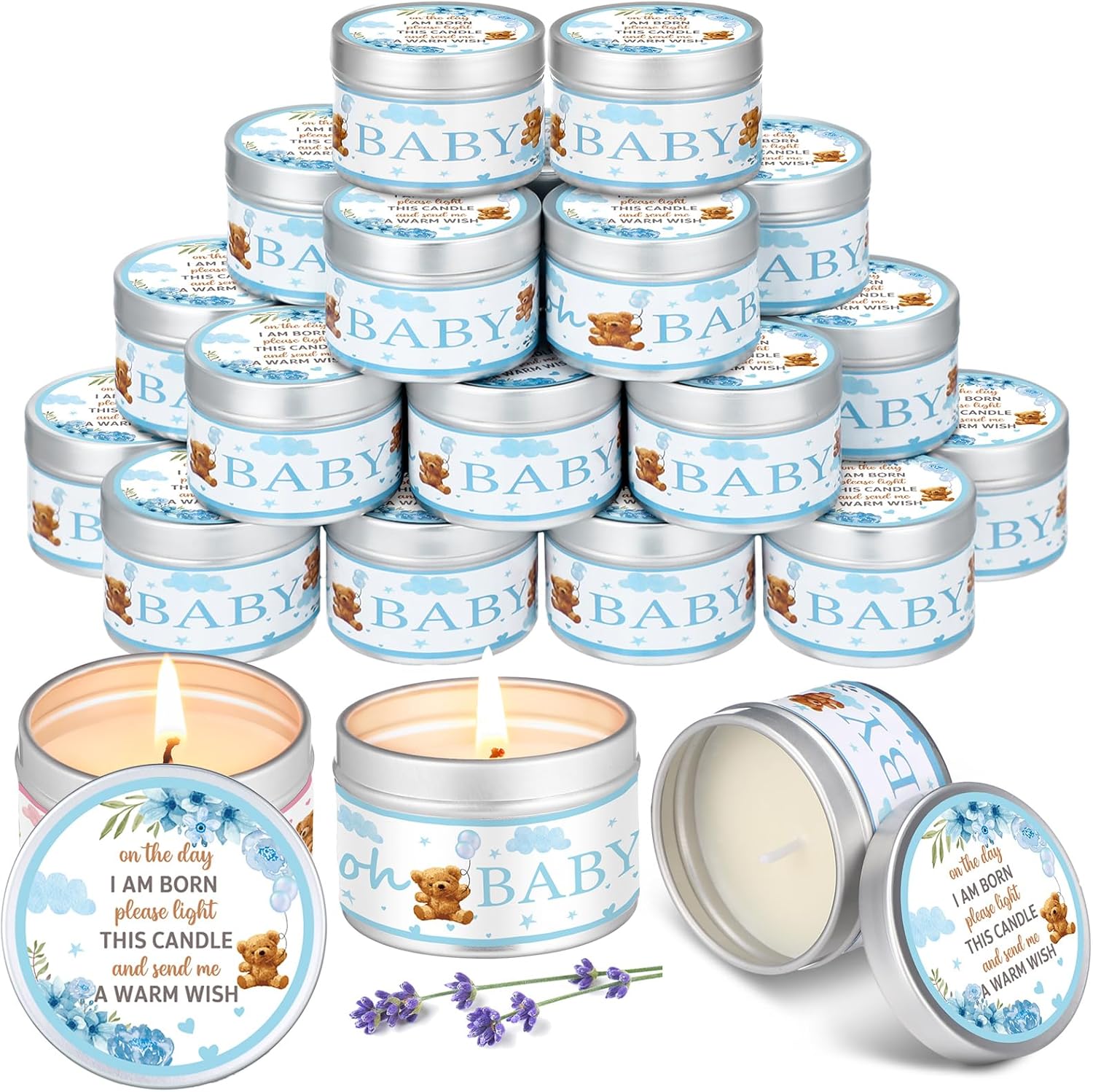 Lavender Scented Baby Shower Candles for Party Favors Gifts