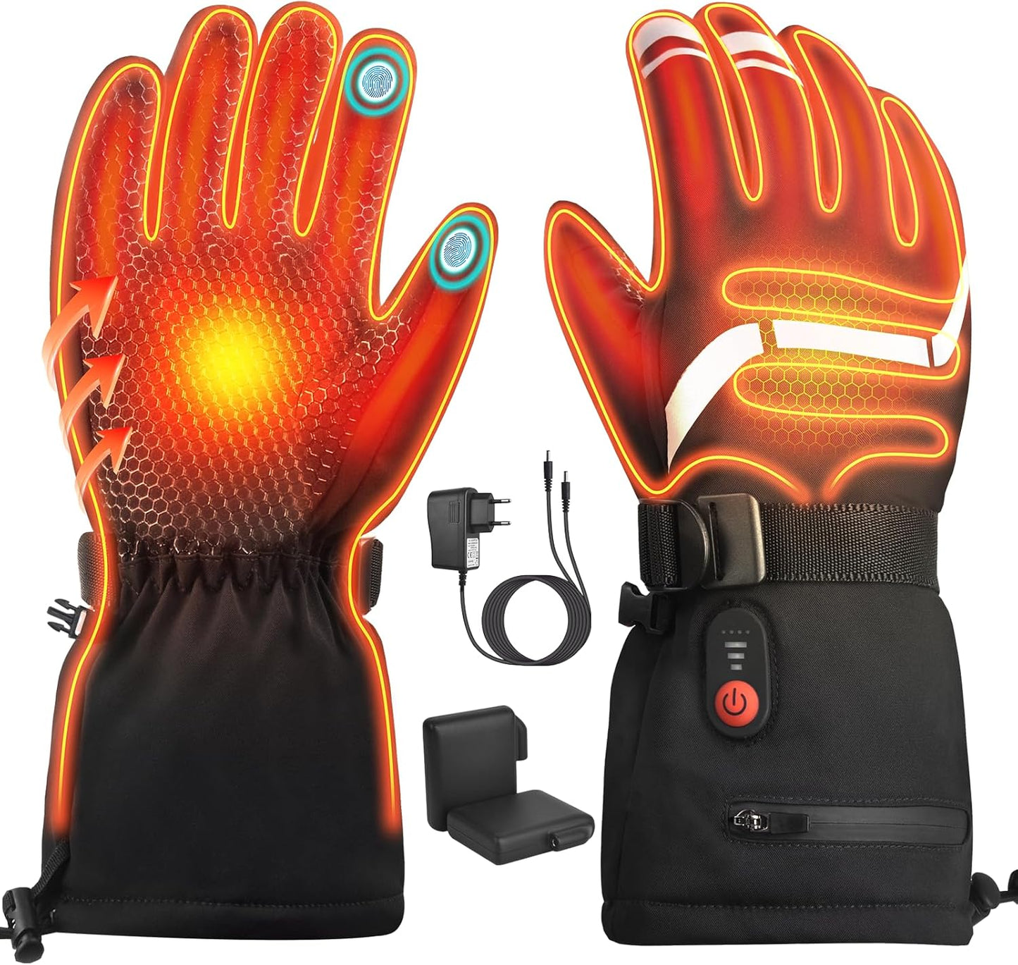 Heated Gloves for Men Women - Rechargeable Touchscreen Waterproof