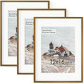 12x16 Metal Picture Frame With Mat for 9x12 Photos - Minimalist Bronze