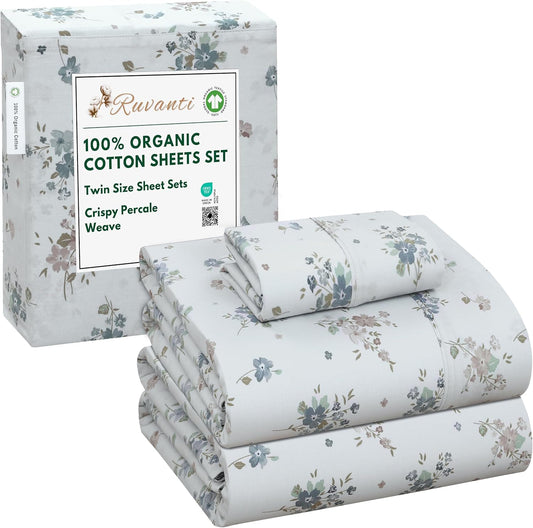 100% Organic Cotton Twin Size Sheets Set for Comfortable Sleep