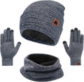 mysuntown Beanie Hat Scarf Gloves Set - Fleece Lined Winter Trio