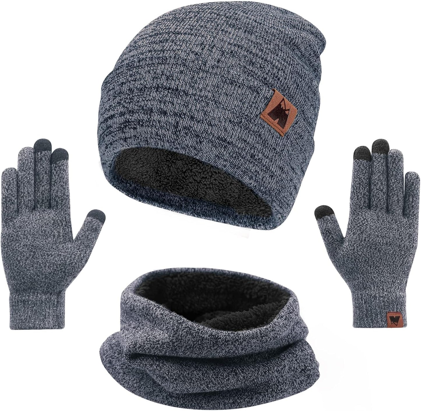 Cozy 3-Piece Winter Set by mysuntown: Fleece Lined & Touchscreen Gloves
