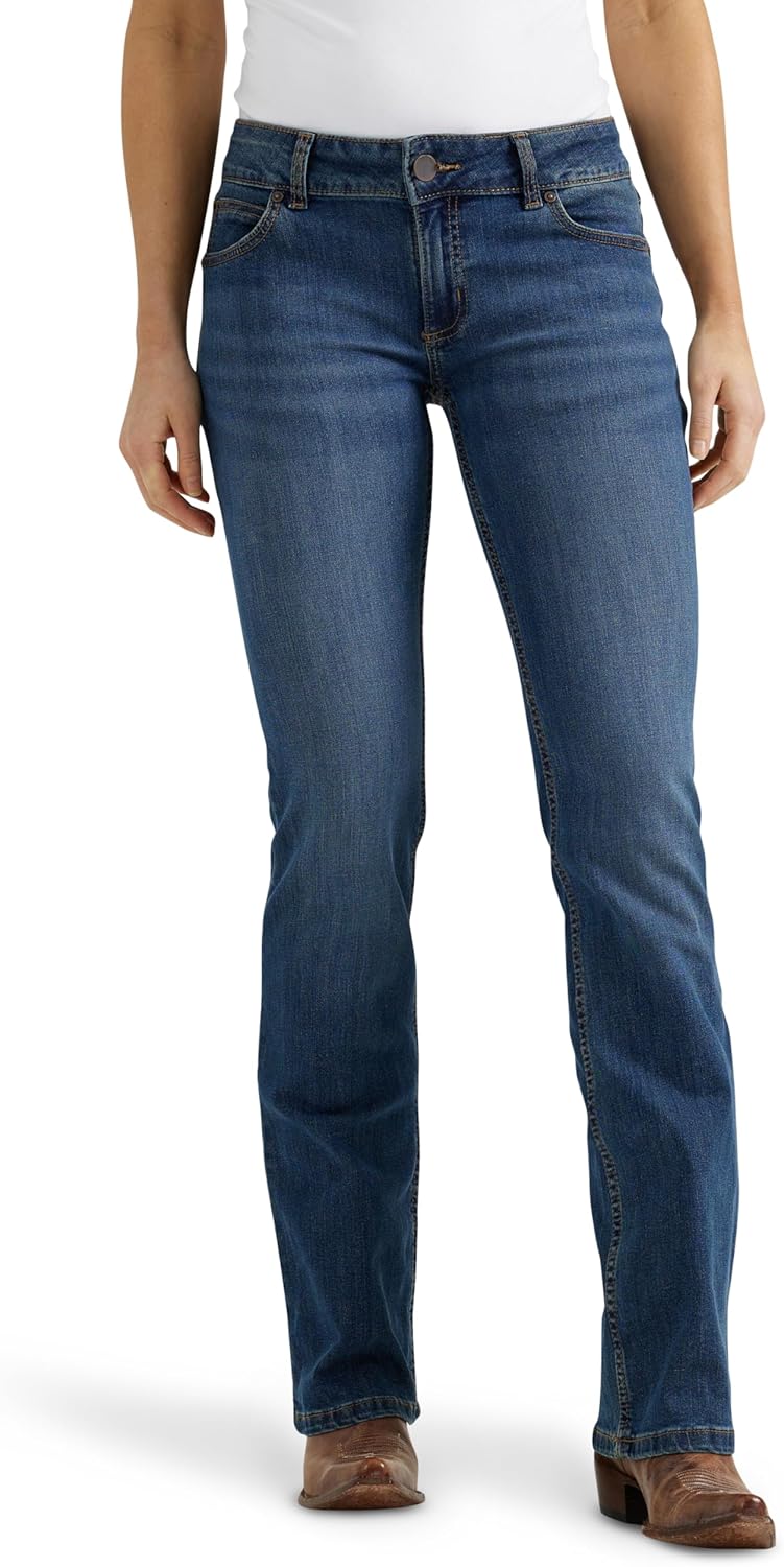 Wrangler Women's Mid Rise Stretch Boot Cut Jean for Comfort
