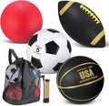 Lenwen Sports Balls Set 4 Pcs with Pump and Bag - All-in-One Play Kit