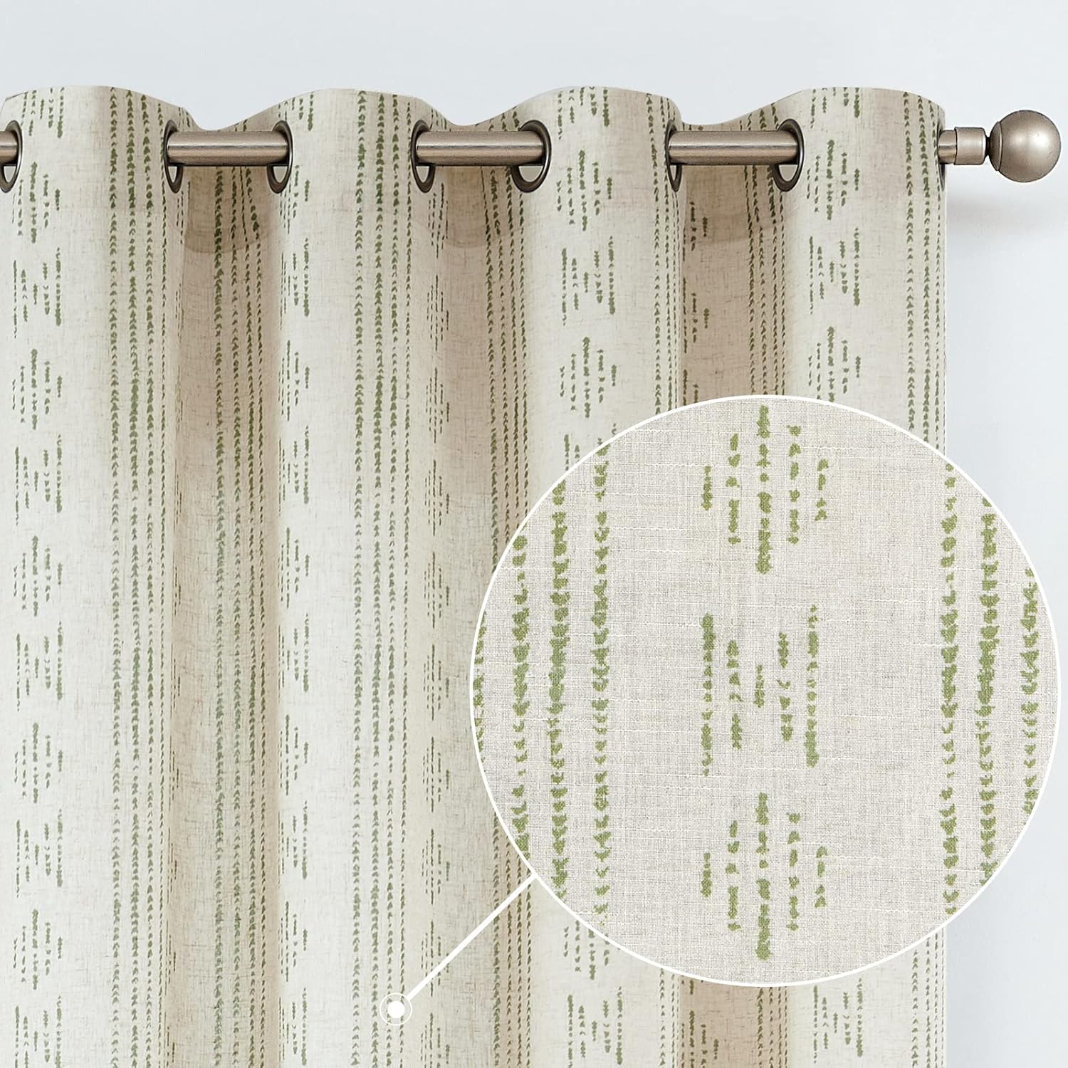 Boho Linen Blend Curtains for Living Room & Bedroom, 96 Inch
